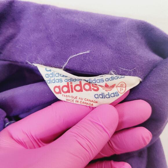 VTG 90s Adidas Track Jacket Fits M/L (Tag S) Cropped Boxy Velour Canada - Picture 6 of 6